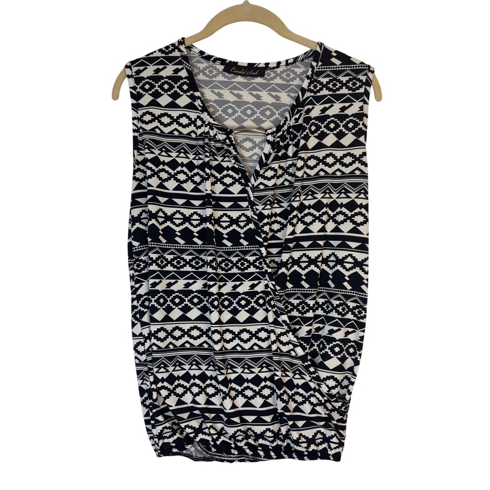 Candid Soul Sleeveless Top Womens M Geometric Tribal Boho Office Southwestern